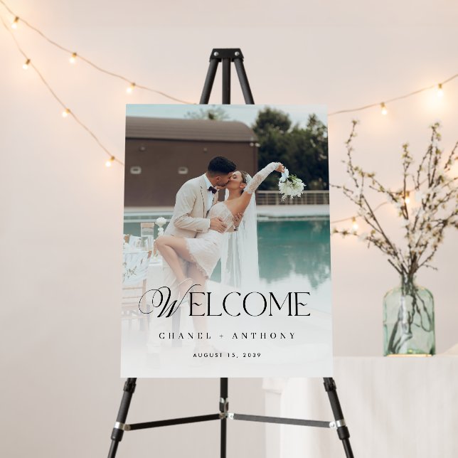 Modern Photo Wedding or Engagement Welcome Sign (In Situ (Stand))