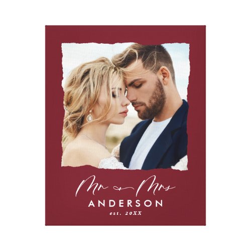 Modern photo wedding personalized Mr and Mrs