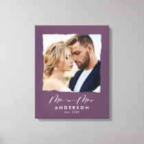 Modern photo wedding personalized Mr and Mrs Canvas Print