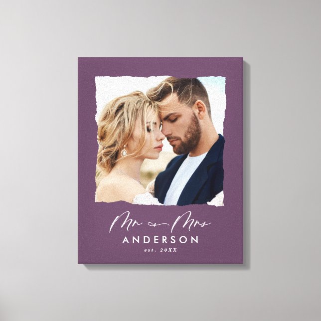 Modern photo wedding personalized Mr and Mrs Canvas Print (Front)