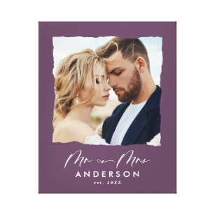 Modern photo wedding personalized Mr and Mrs Canvas Print