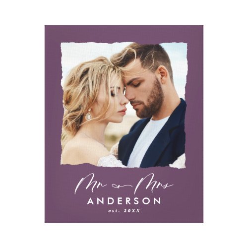 Modern photo wedding personalized Mr and Mrs