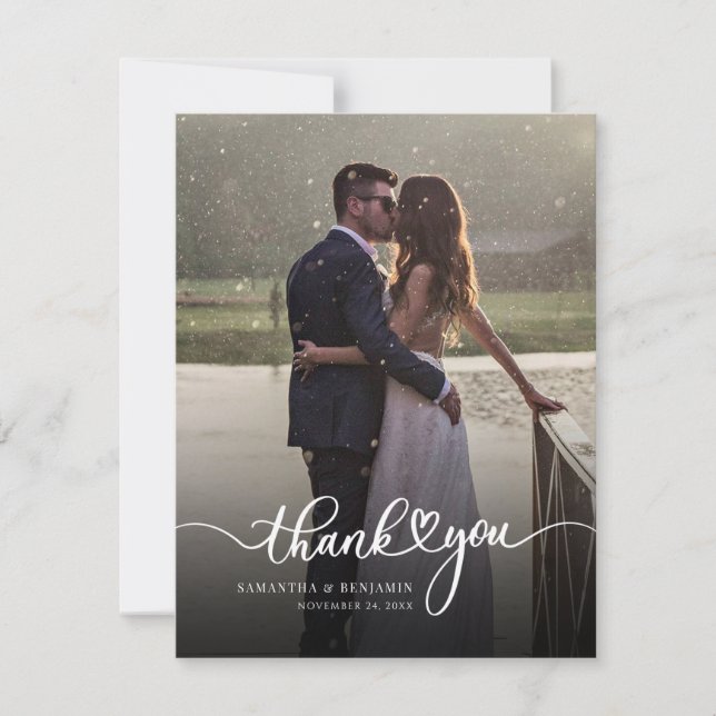 Modern Photo Wedding Photo Thank You Note Card (Front)