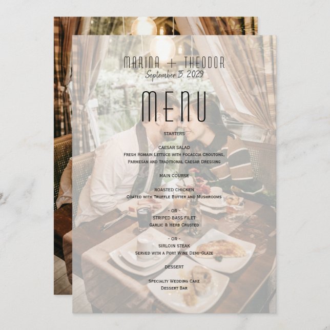 Modern Photo Wedding Reception Menu (Front/Back)