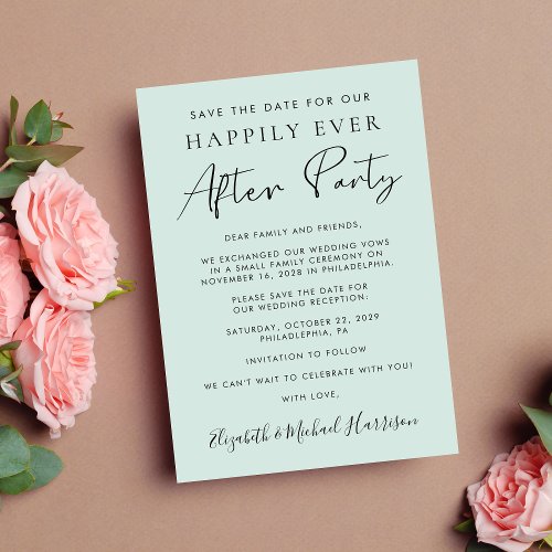 Modern Photo Wedding Reception Mint Save the Date Announcement