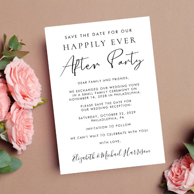 Modern Photo Wedding Reception Save the Date Announcement (A stylish save the date announcement for a reception to celebrate your elopement or private wedding)
