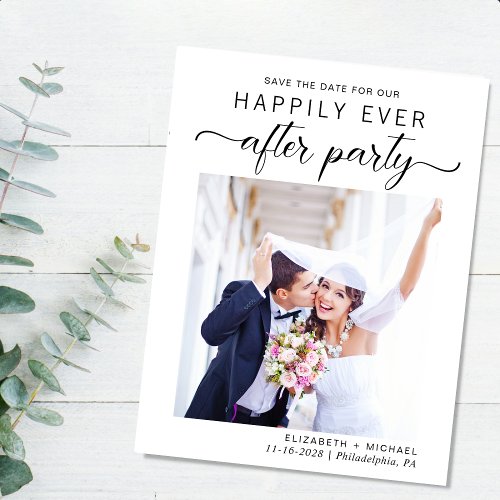 Modern Photo Wedding Reception Save The Date Announcement Postcard