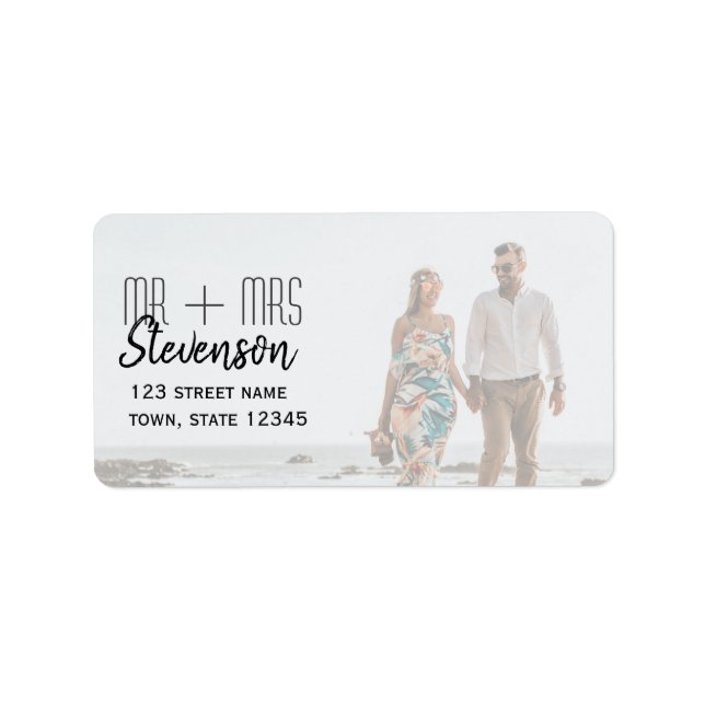 Modern Photo Wedding Return Address Label (Front)