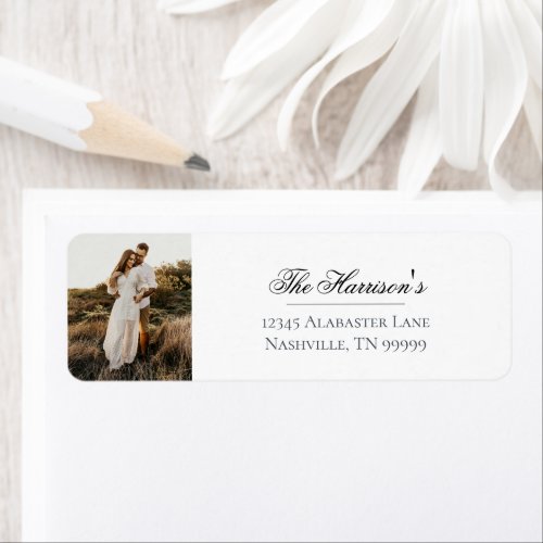 Modern Photo Wedding Return Address Label