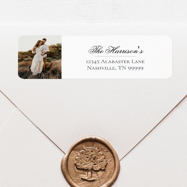 Modern Photo Wedding Return Address | White Label (Modern Photo Wedding Return Address Labels)