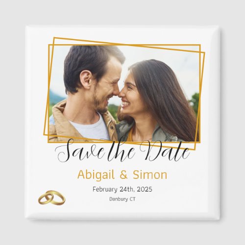 Modern photo wedding rings  magnet