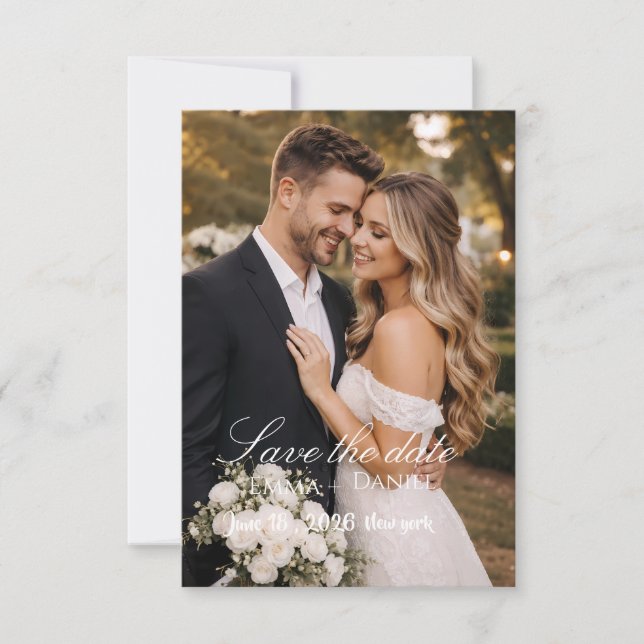 "Modern Photo Wedding Save Flat Save The Date Card (Front)