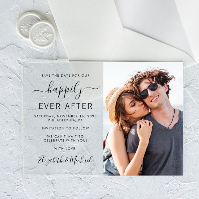 Modern Photo Wedding Save The Date Acrylic Invitations (Make your day unforgettable with stunning acrylic save the dates—modern, elegant, unique!)
