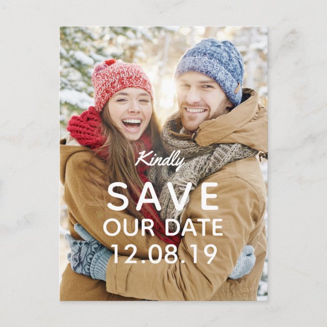 Modern Photo Wedding Save the Date Announcement Postcard (Front)