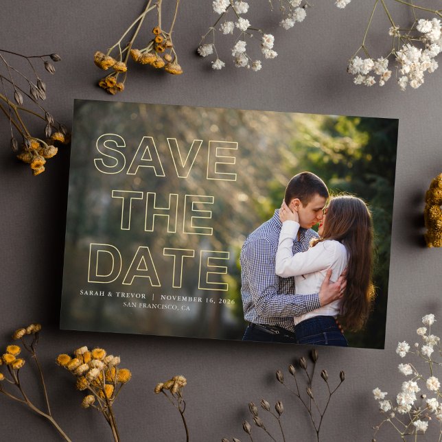 Modern Photo Wedding Save the Date Foil Invitation (Creator Uploaded)