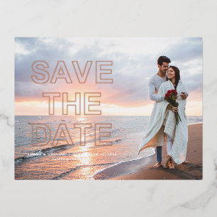 Modern Photo Wedding Save the Date Foil Invitation Postcard