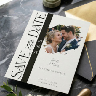 Modern Photo Wedding Save the Date Postcard