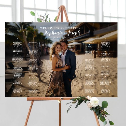 Modern photo wedding seating chart alphabetical