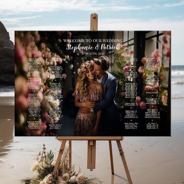 Modern photo wedding seating chart alphabetical foam board (Creator Uploaded)