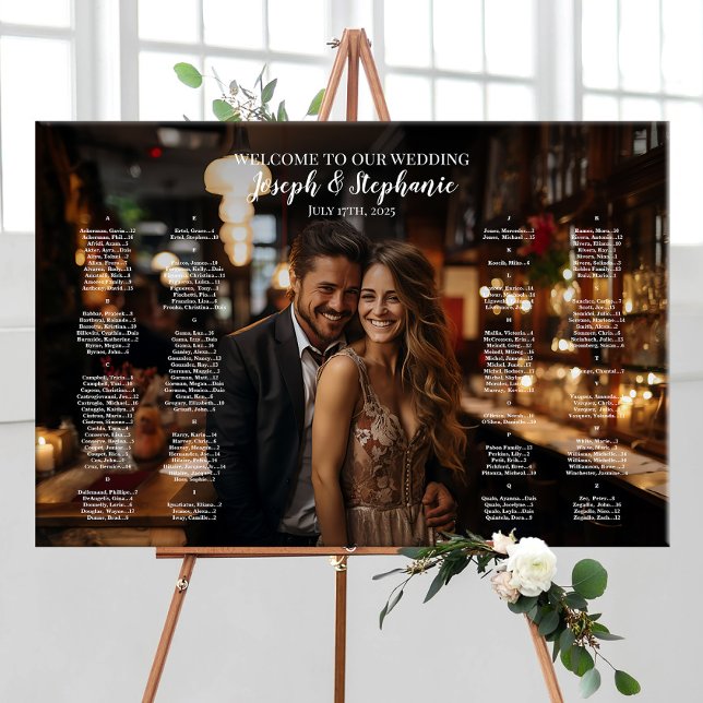 Modern photo wedding seating chart alphabetical foam board (Creator Uploaded)