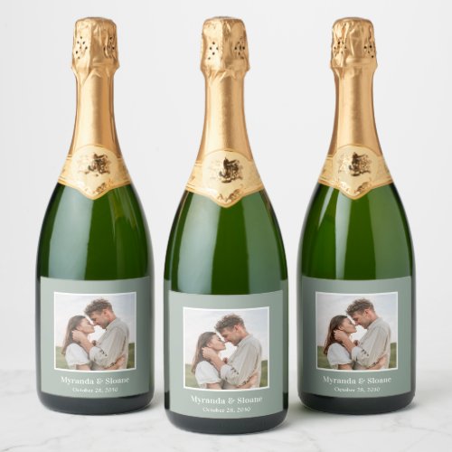 Modern Photo Wedding Sparkling Wine Label