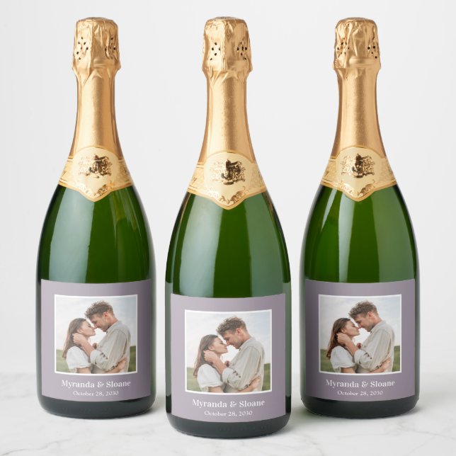 Modern Photo Wedding Sparkling Wine Label (Bottles)