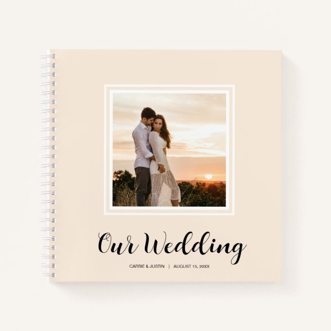 Modern Photo Wedding Spiral Guest Book (Front)