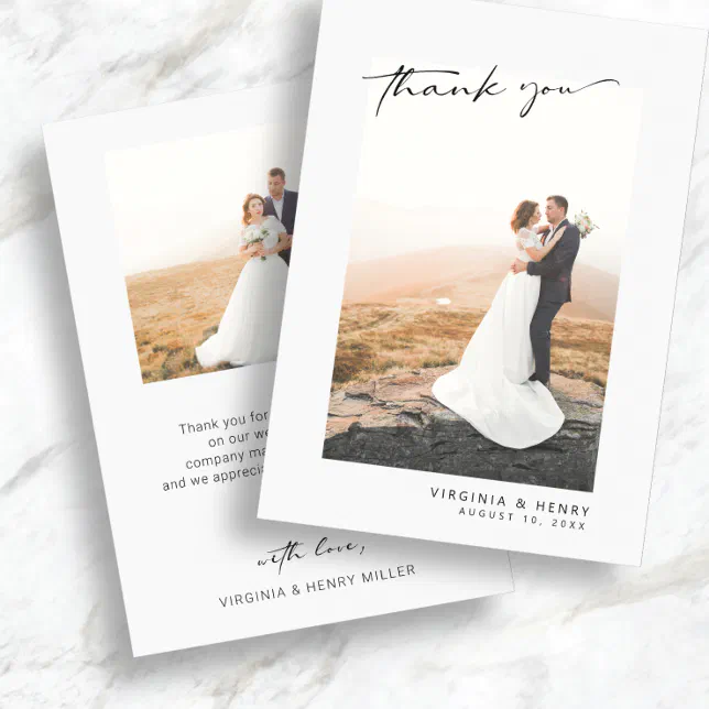 Modern Photo Wedding Thank You Card | Zazzle