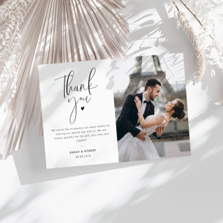 modern photo wedding thank you card