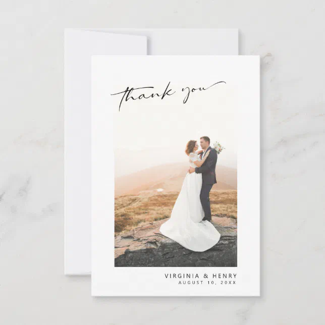 Modern Photo Wedding Thank You Card | Zazzle