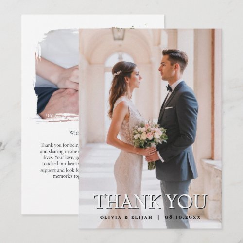 Modern Photo Wedding Thank You Card Personalized