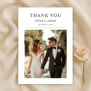 Modern Photo Wedding Thank You Card With Note