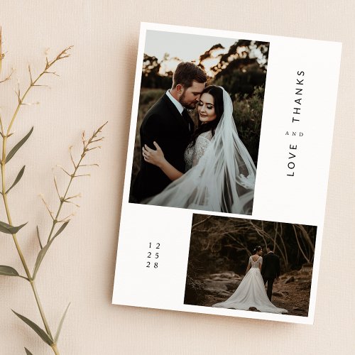 Modern Photo Wedding Thank You Card With Note