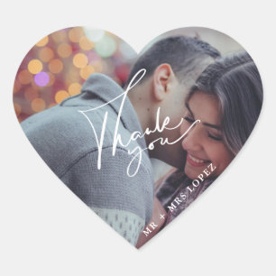 Modern Photo Wedding Thank You Favor Stickers