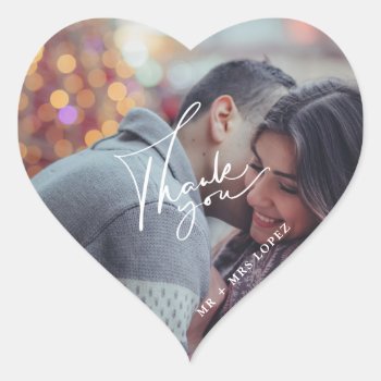Modern Photo Wedding Thank You Favor Stickers by stylelily at Zazzle