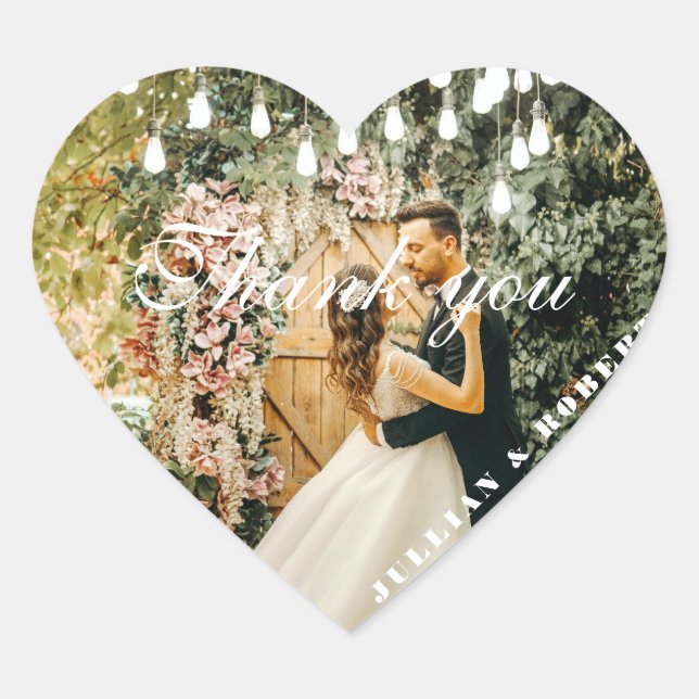 Modern Photo Wedding Thank You Favor Stickers (Front)