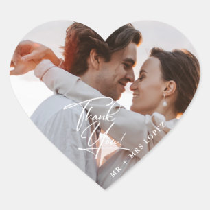 Modern Photo Wedding Thank You Favor Stickers