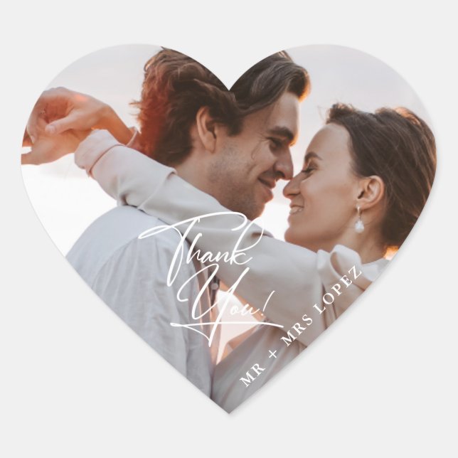 Modern Photo Wedding Thank You Favor Stickers (Front)