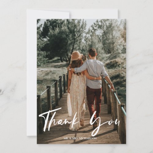 Modern Photo Wedding Thank You Flat Card