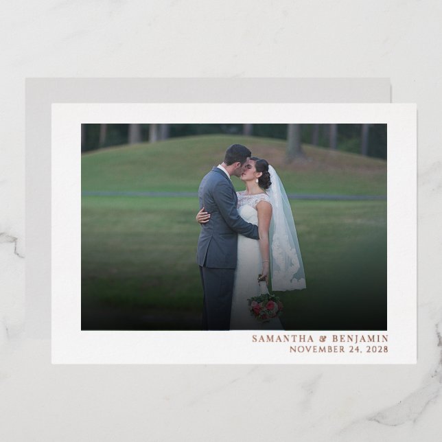 Modern Photo Wedding Thank You Foil Invitation (Front/Back)