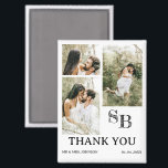 Modern Photo Wedding Thank You Magnet<br><div class="desc">Introducing the Modern Photo Wedding Thank You Magnet, a stylish and thoughtful way to express your gratitude to guests after your wedding. This magnet features a three-photo template, allowing you to showcase your favorite wedding day memories in a sleek and modern layout. The magnet also includes a customizable monogram and...</div>