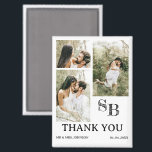 Modern Photo Wedding Thank You Magnet<br><div class="desc">Introducing the Modern Photo Wedding Thank You Magnet, a stylish and thoughtful way to express your gratitude to guests after your wedding. This magnet features a three-photo template, allowing you to showcase your favorite wedding day memories in a sleek and modern layout. The magnet also includes a customizable monogram and...</div>