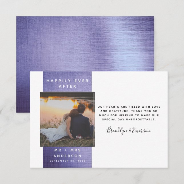Modern Photo Wedding Thank You Note Card (Front/Back)