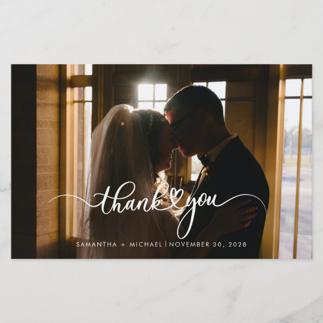 Modern Photo Wedding Thank You Stationery (Front)