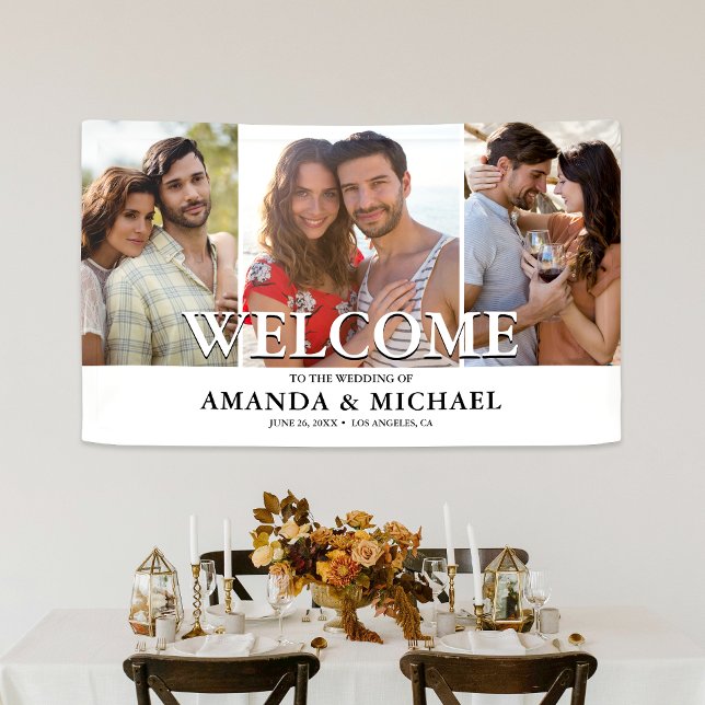 Modern Photo Wedding Welcome Banner (Add warmth and elegance to your big day with our personalized photo wedding banner!)