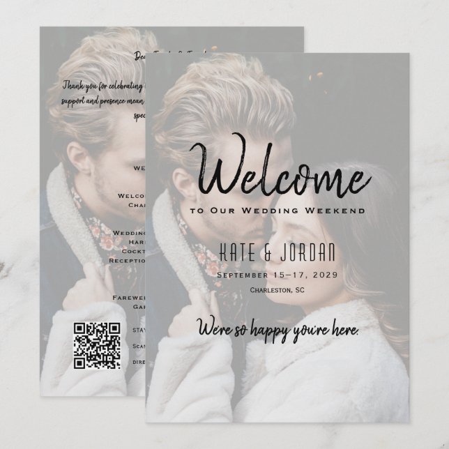 Modern Photo Wedding Welcome Letter Invitation (Front/Back)
