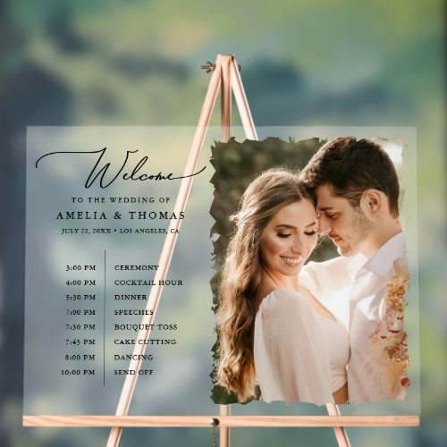 Modern Photo Welcome and Timeline Acrylic Sign