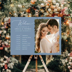 Modern Photo Welcome and Timeline Dusty Blue Foam Board