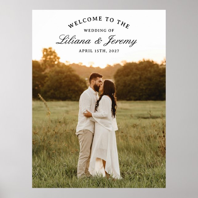 Modern Photo Welcome Sign With Arched Text (Front)