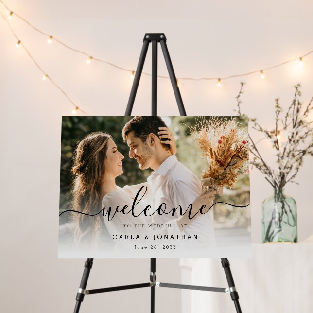 Modern Photo Welcome to Our Wedding Reception Sign (In Situ (Stand))